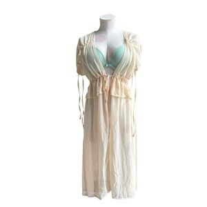 Coquette - sheer cream- lingerie robe S/m